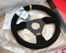 Genuine Italian NOS  Yr 25  " OMP - TRECENTO " 300mm Suede Steering Wheel  (OM1)