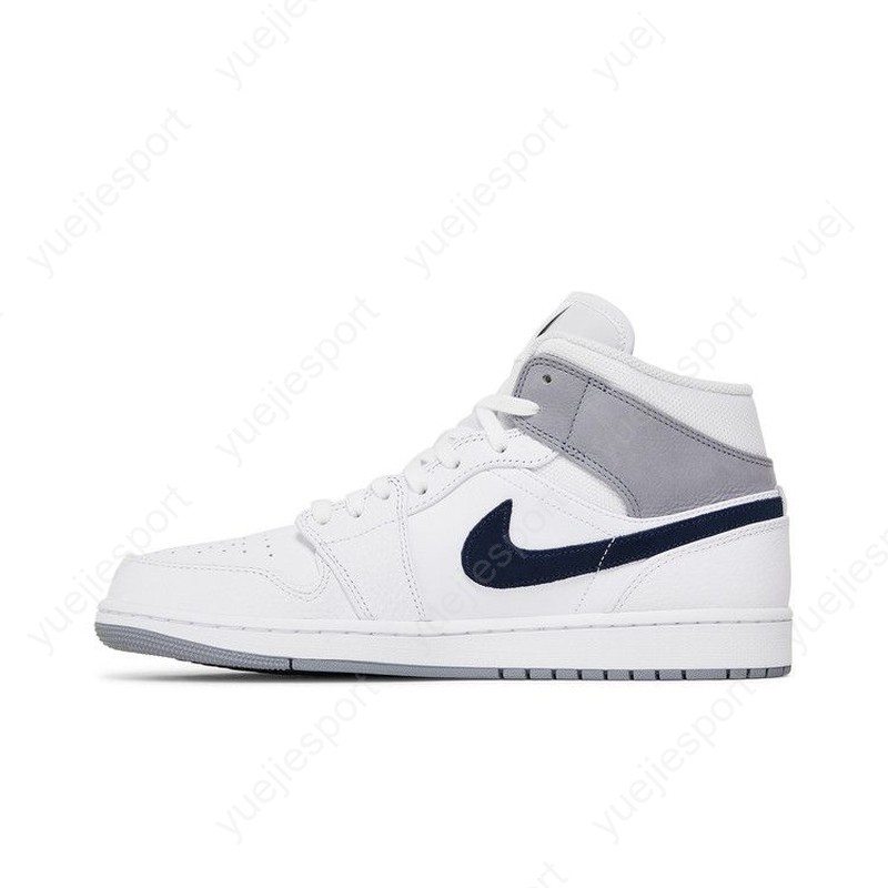 【美品】NIKE AIR JORDAN1 Mid paris Nike Air Jordan 1 Retro Mid PSG Paris White Grey Blue UK 5 7