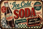 Vintage Ice Cold Soda Tin Sign Retro Diner Pop Bottle Wall Decor 12x8 In