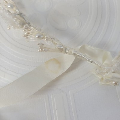 Vintage Greek Stefana‎ Wedding Crowns Ivory Pearls Floral 1980\'s Orthodox Vintage Greek Stefana Wedding Crowns Ivory Pearls Floral  main image 4