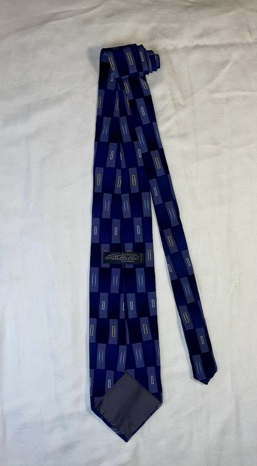 Piattelli Platinum Blue Rectangular 100% Silk des… - image 2