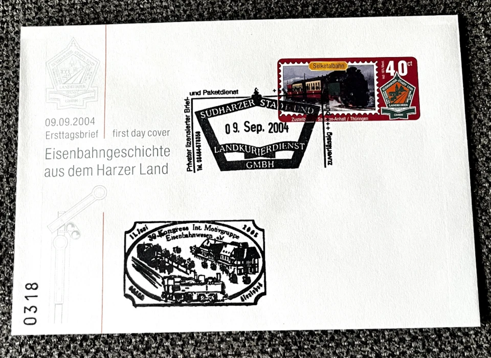 Privatpost Brief - Südharzer Stadtkurier / Eisenbahngeschichte 2004  !!!   - Bild 1 von 1