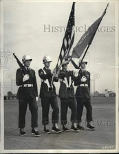 1951 Press Photo Policemen during parade & review at Far East Air Force base