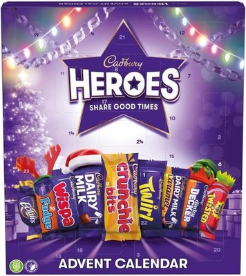 Cadbury Heroes Premium Adventskalender 230g Festliche Schokolade Geschenkbox Weihnachten