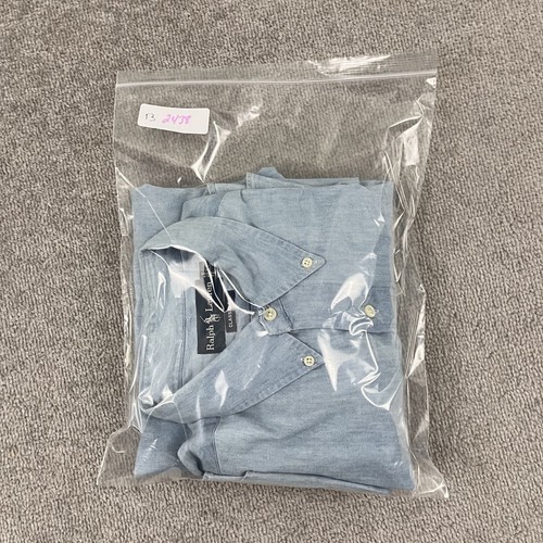 Polo Ralph Lauren camicia uomo XL blu chiaro chambray bottoni manica lunga casual - Foto 10 di 10