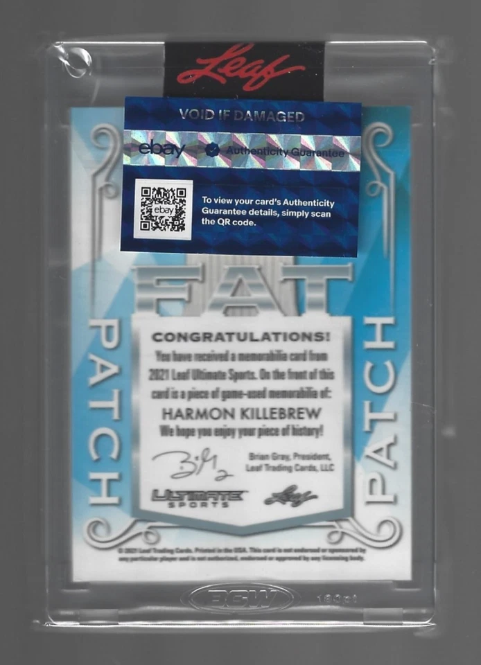 Etiqueta de lavandería Harmon Killebrew 2021 Leaf Ultimate Sports Jumbo 2/2 👍 Foto 3 de 3