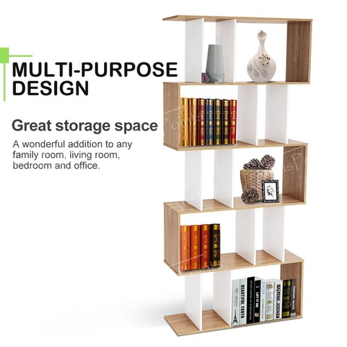 Set of 2 Bookshelf Display Shelf 5 Tier Ladder Stand Book Rack Bookcase Oak - Picture 5 of 12