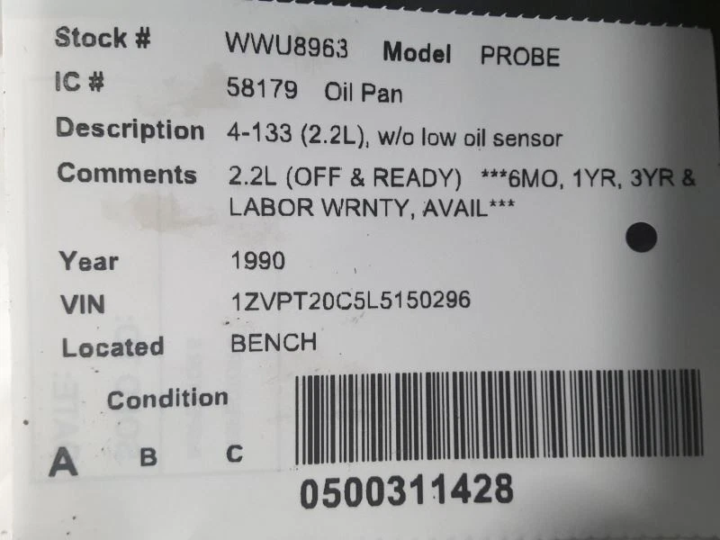 Cacerola de aceite compatible con 88-92 MAZDA 626 1214947 Foto 3 de 3