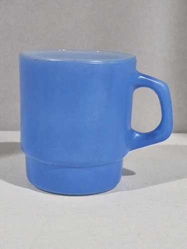 Vintage~Anchor Hocking Ware~ Fire King ~ Stackable Mug ~ Blue ~ D Handle