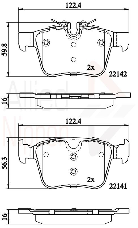 Brake Pad Set For Disc Rear Fits Jaguar XE Land Rover ALLIED NIPPON ADB02255