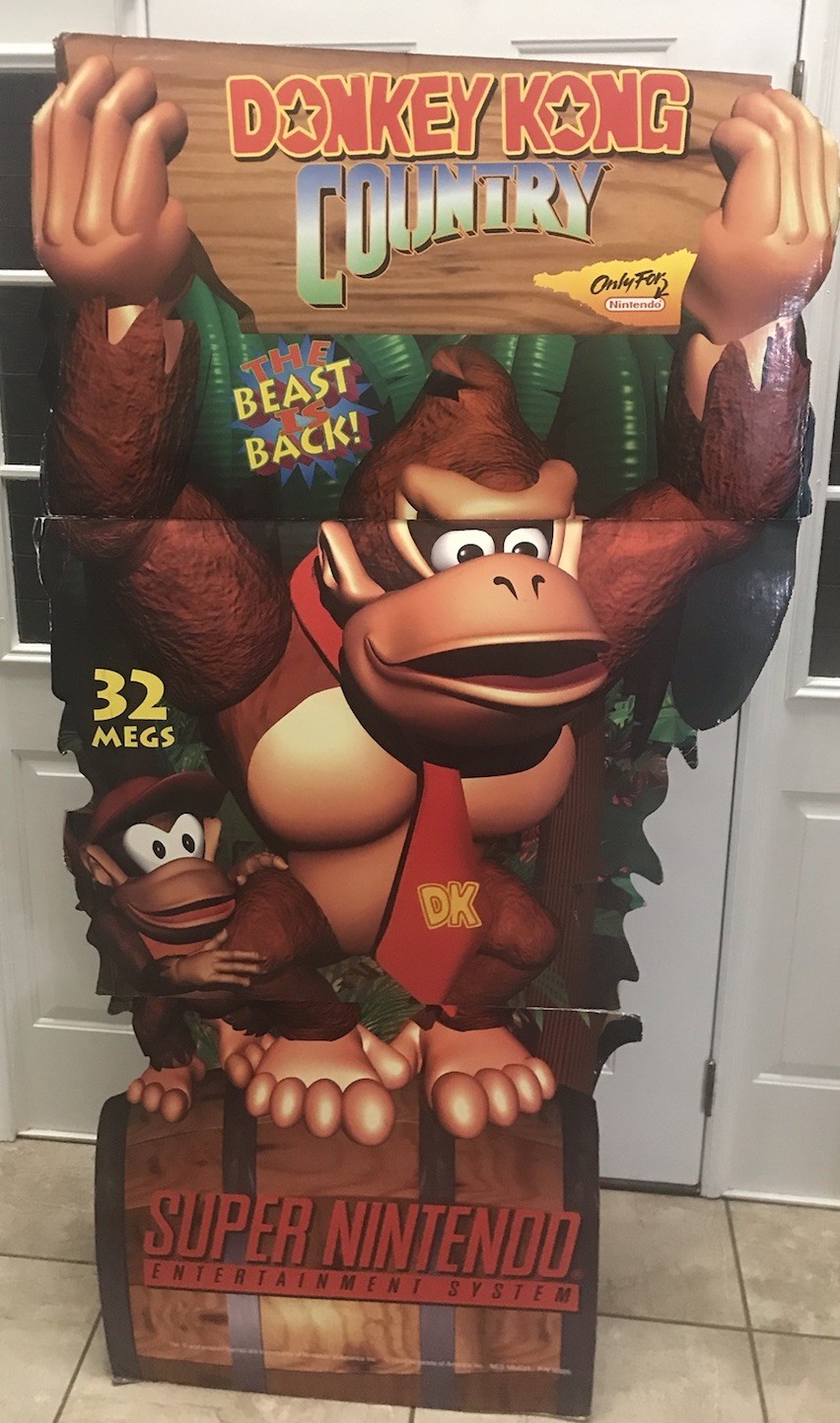Super Nintendo SNES Donkey Kong Country Standee Promo Store Display Cut Out NES