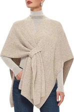 Women Crossover Front Shawl Wraps Chunky Winter Warm Knit Travel Poncho Cape New
