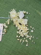 Vintage Pearl Floral Spray Comb Headpiece Whisp Bridal Yellow NOS 80s Y2K