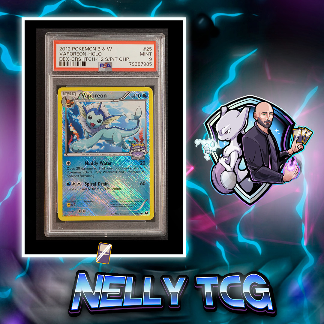 2012 Pokemon B&W Dark Explorers - Vaporeon #25 Crosshatch Championship - PSA9