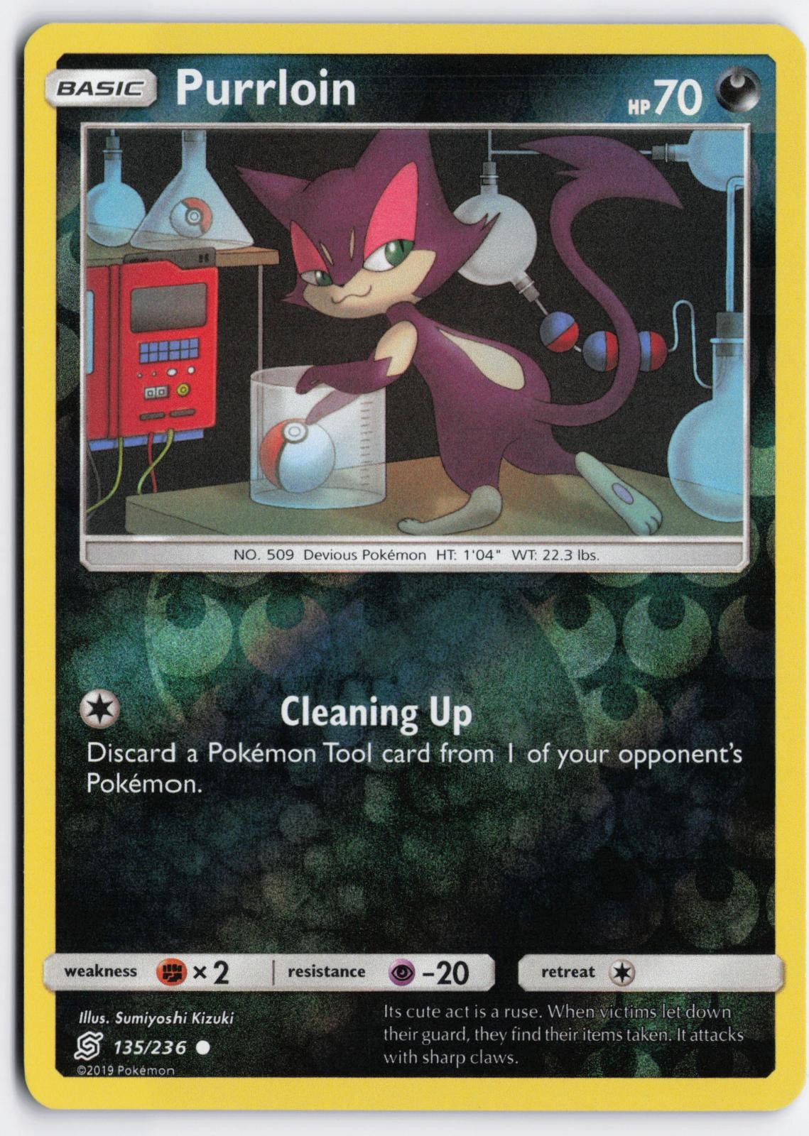 Purrloin 135/236 Common Unified Minds Pokemon Reverse Holo Lightly Played
