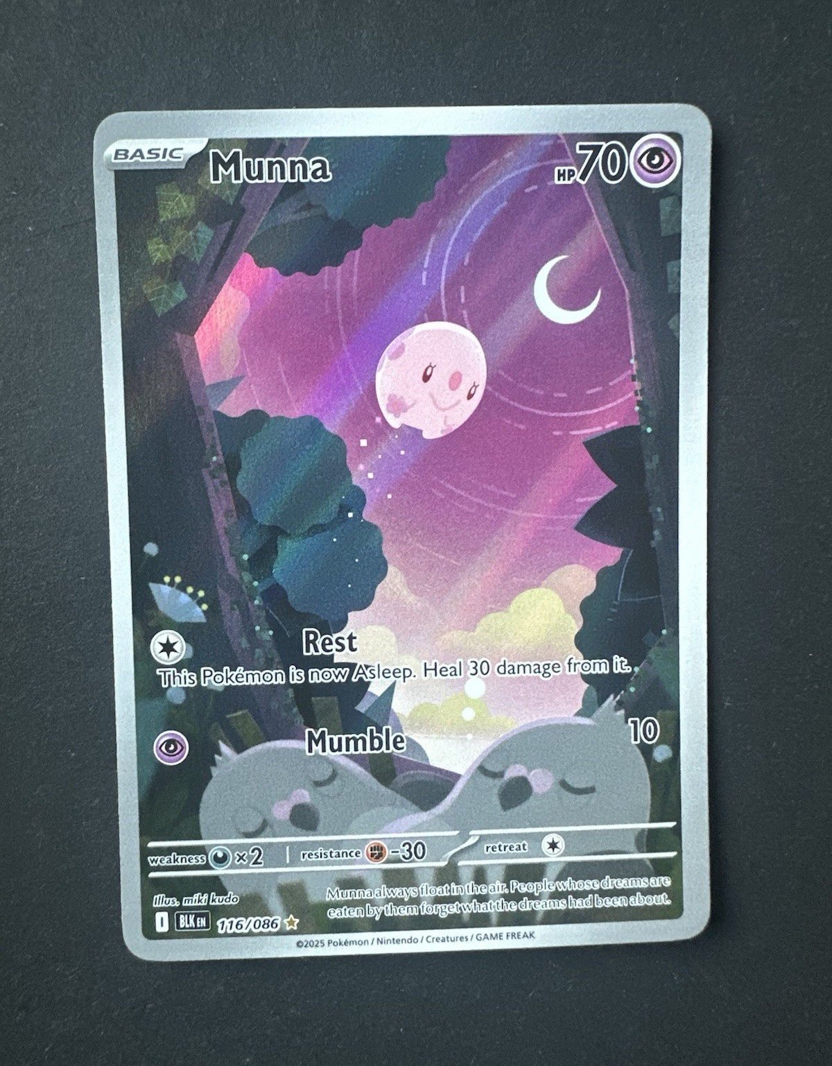 Pokemon TCG Munna 116/086 Sv: Black Bolt Full Art Holo Illustration Rare NM ENG