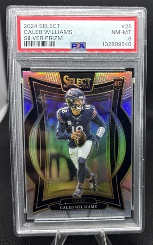 2024 Panini Select Caleb Williams Rookie Silver Prizm PSA 8