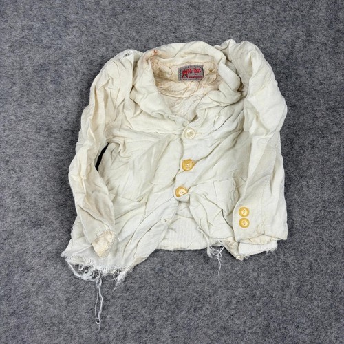 Vintage 60s Mon-togs Blazer Jacket Kids XS Off White Distressed 70s Outdooor
