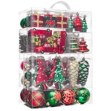 Christmas Tree Ornaments Set, 155ct Red Green and Gold Shatterproof Christmas...