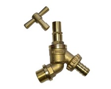 1/2" Lockshield Outside Tap (With Removable Handle) Brass Hose Union Bib Tap