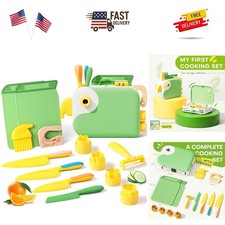 Toddler Cooking Set - Ultra-Safe Kitchen Tools with Fun Bird Storage Box