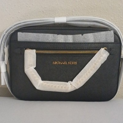 Michael Kors Jet Set large East West Crossbody Bag Black Leather 35S1GTTC7L NWT