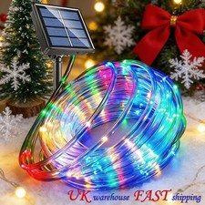 Solar Powered LED Fairy String Rope Strip Lights Waterproof Outdoor Garden Patio