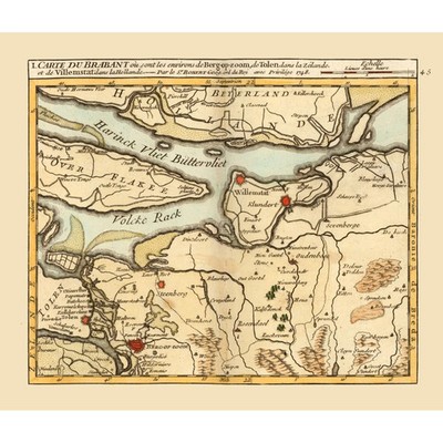 Historic Map - Environs Bergen op Zoom Netherlands - Robert 1748 - Vintage Wall