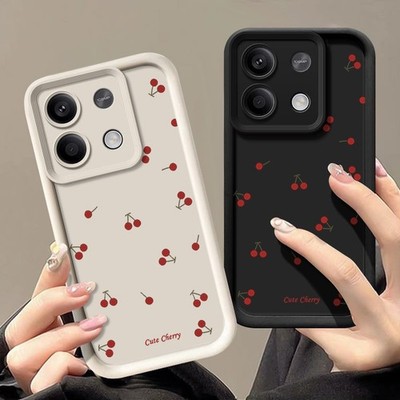 Silicone Soft Cherry Case For Xiaomi Redmi Note 14 13 12 Pro 14T Poco F6 Cover