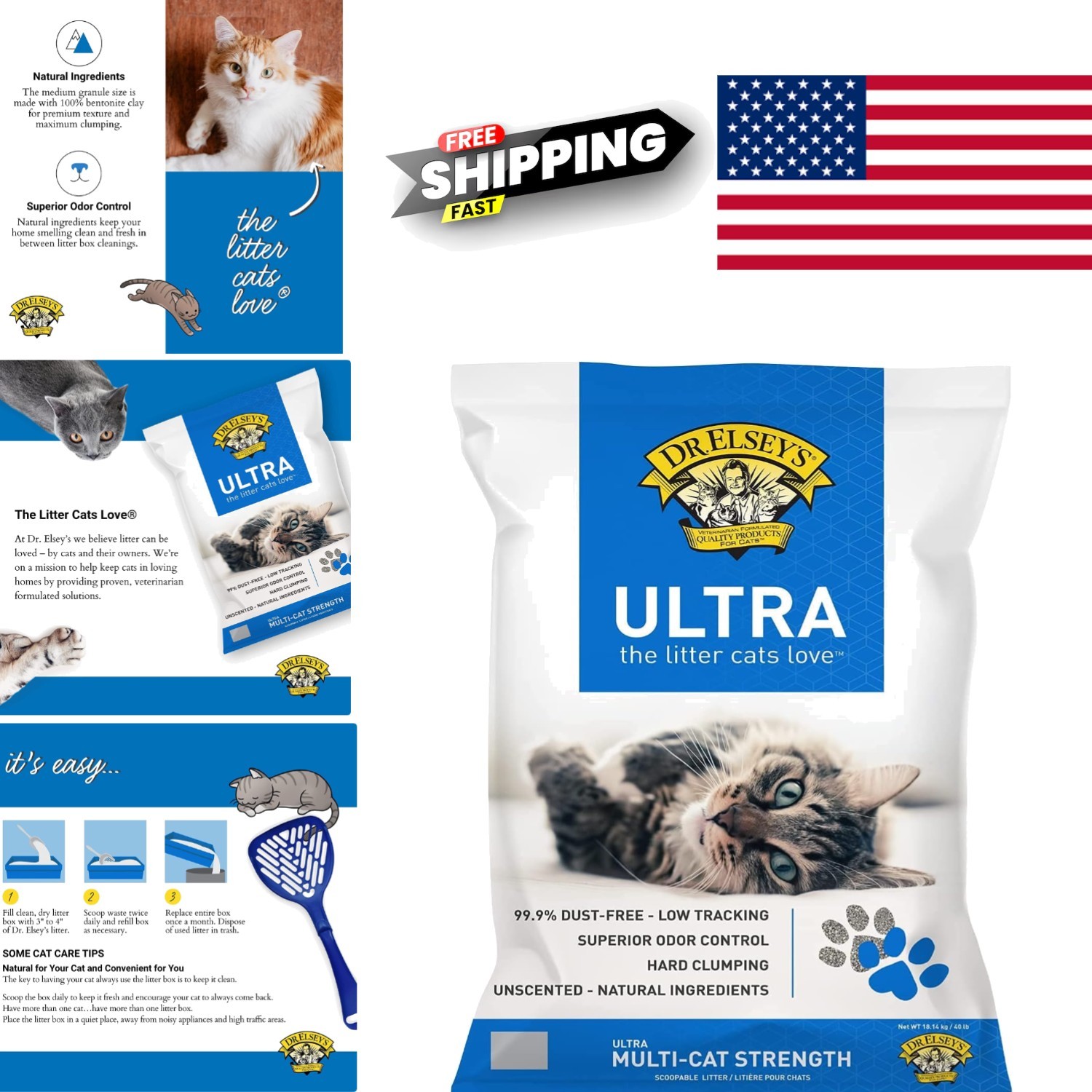Ultra UnScented Clumping Cat Litter 40 Pound Bag Low Dust Hy