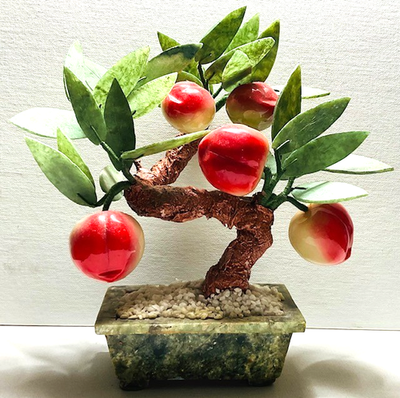Vintage Handcrafted Jade Peach Bonsai Tree with Planter | eBay