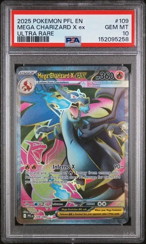 2025 POKEMON PFL EN-PHANTASMAL FLAMES ULTRA RARE #109 MEGA CHARIZARD X EX PSA 10