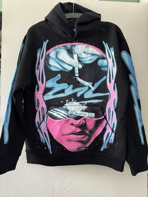 Evil Vice Neon Graphic Hoodie Black Size Med NWOT Front, Back, & Sleeve Graphics