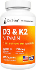 Dr. Berg Maximum Strength 2-In-1 Vitamin D3 K2 10,000 IU  Naturally Derived D3