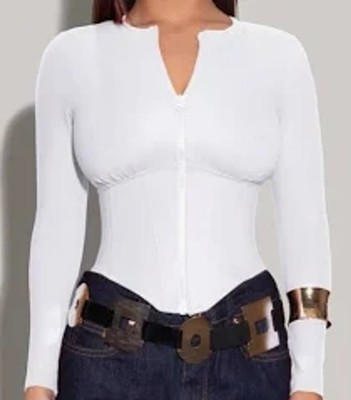 TA3 Long Sleeve Corsety Top White S NWT