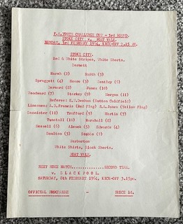 Stoke City v Port Vale (Youth Challenge Cup) 1963/64 Single sheet