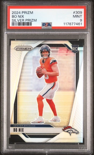 BO NIX 2024 PANINI PRIZM SILVER PRIZM ROOKIE CARD RC #309 PSA 9 MINT! BRONCOS!