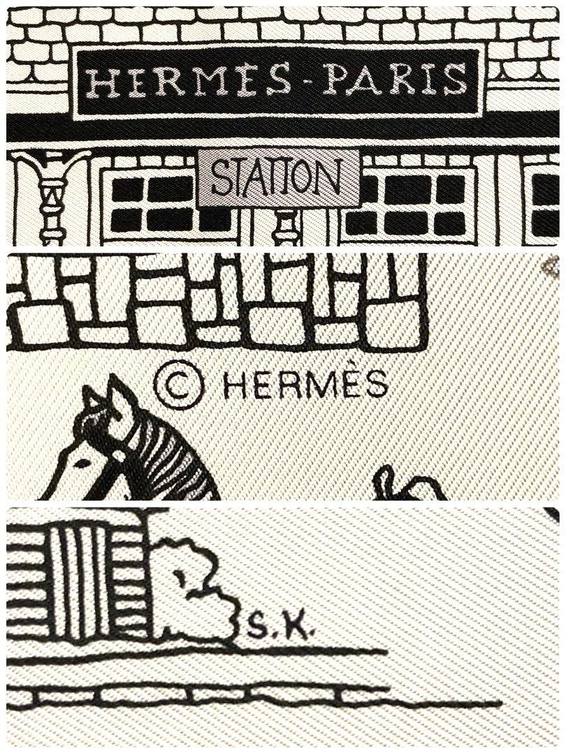 Hermes Silk Scarf Paris Station Monochrome Carre 55 Used | eBay