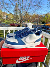 Nike Court Borough Low 2 - 7Y/8.5W. Grey Fog and Mystic Navy