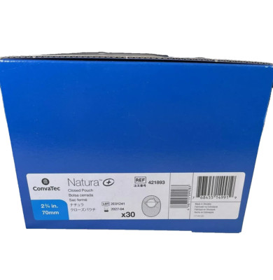 30 ConvaTec Natura 421893 Two-Piece Closed-End 8'' Pouch  2-3/4'' Exp 2028-29