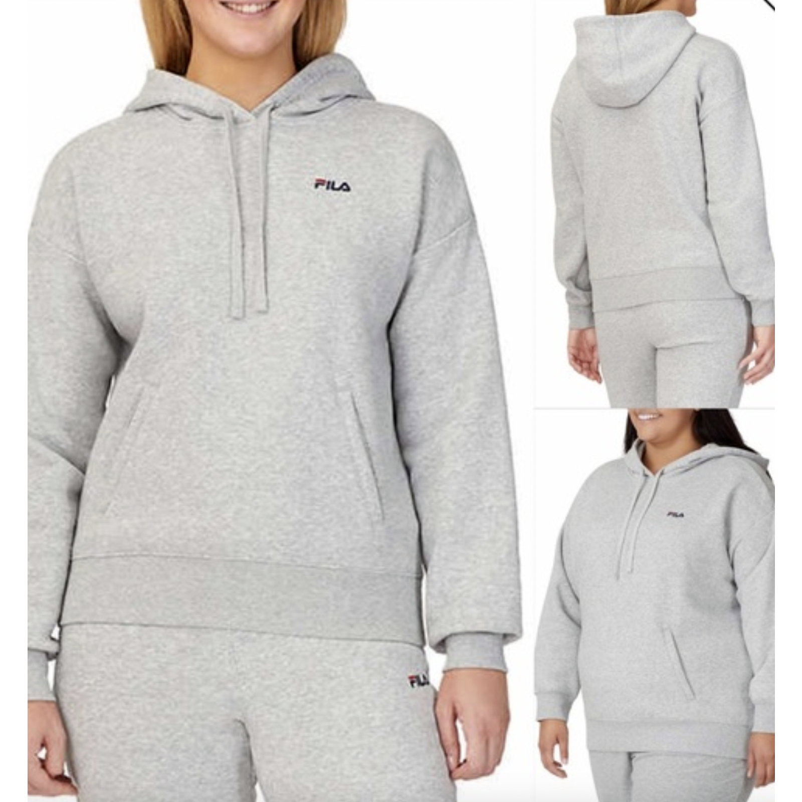 Felpa con cappuccio donna Fila morbida spazzolata pile grigio vera taglia e colore