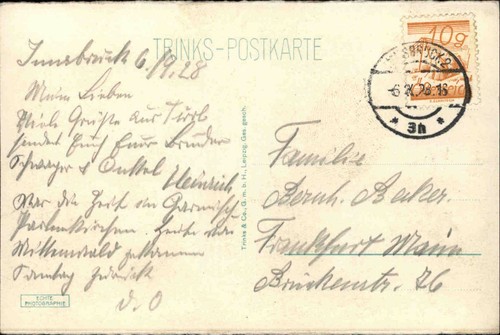 Innsbruck Tirol alte Postkarte 1928 Partie am Stadttheater und Leopoldsbrunnen - Picture 2 of 2
