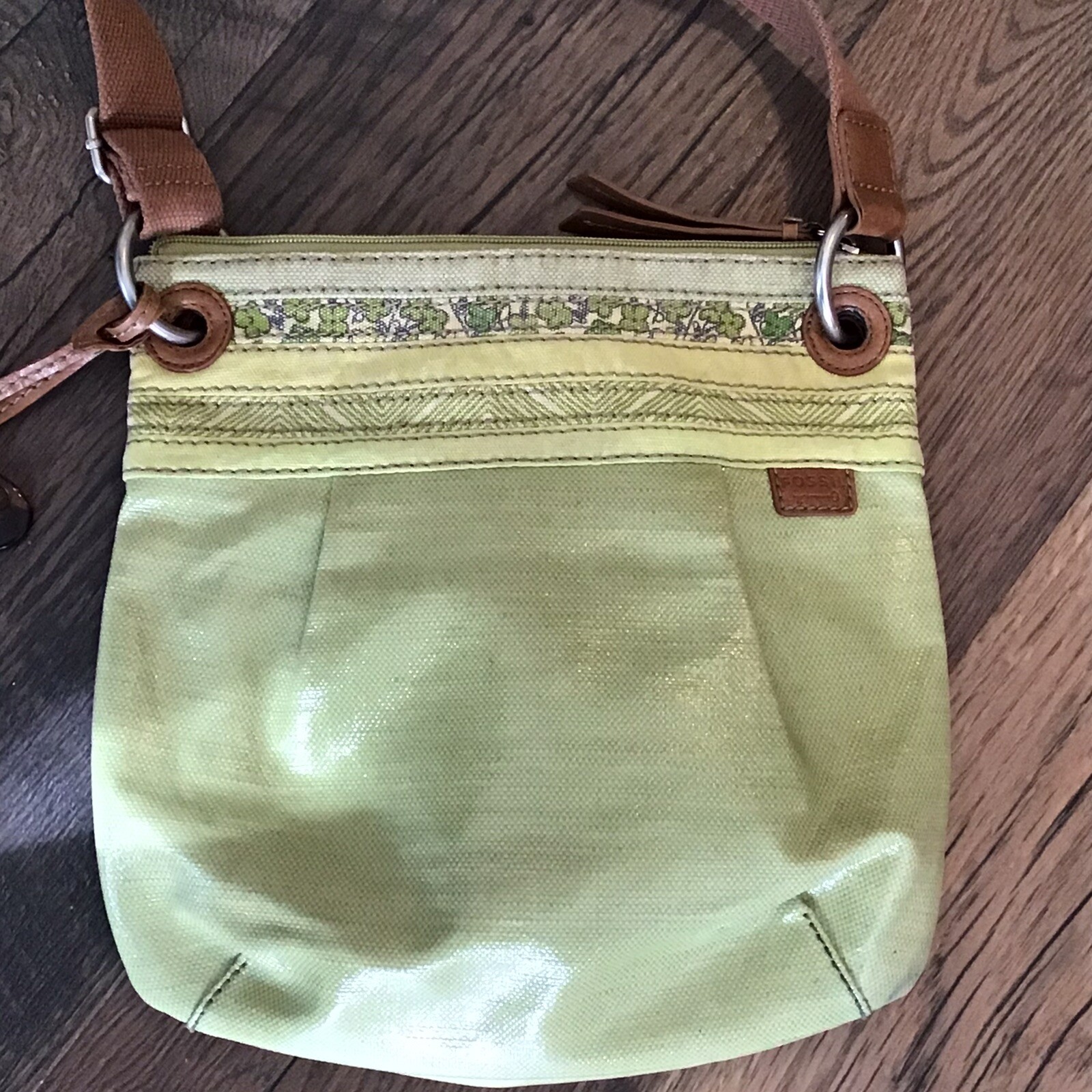 Fossil Key-Per Coated Canvas Green Crossbody Bag - image 3