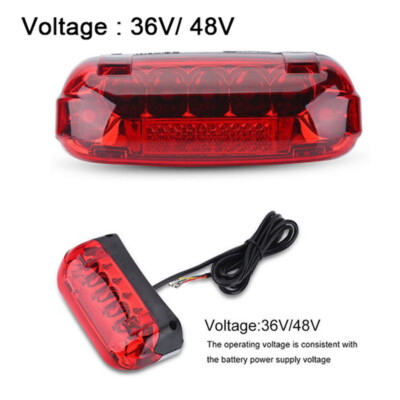 Electric Bike Tail Light 36V 48V Rear Brake Light Rear Waterproof Safety Light