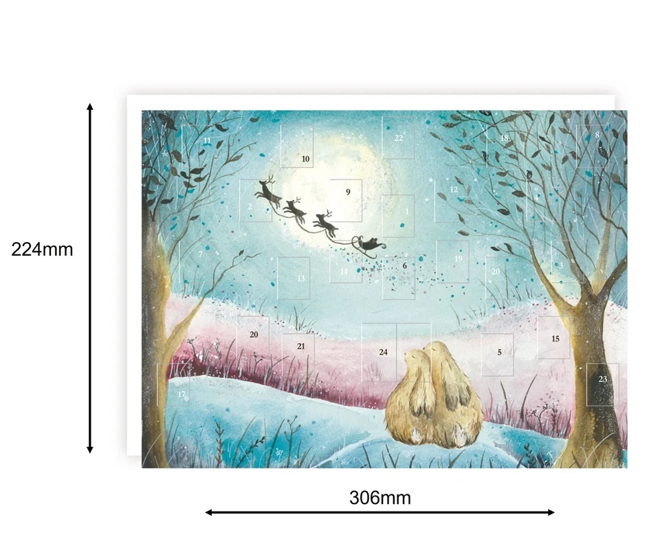 Traditional Christmas Advent Calendar Rabbits watching Foil Finish NO TREATS - Image 2 of 2