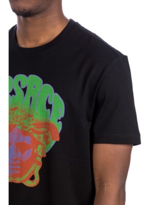 $525 Versace Medusa Front Music Print Cotton Jersey T-Shirt