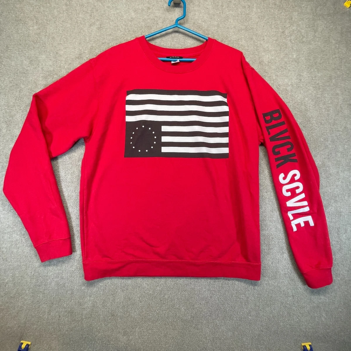 Black Scale Crewneck Sweater Menu0026#039;s Large Red Long Sleeve Pullover  Inverted Flag | eBay