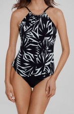  160 Magicsuit Women's Black Jill Printed One Piece Swimsuit Size 8