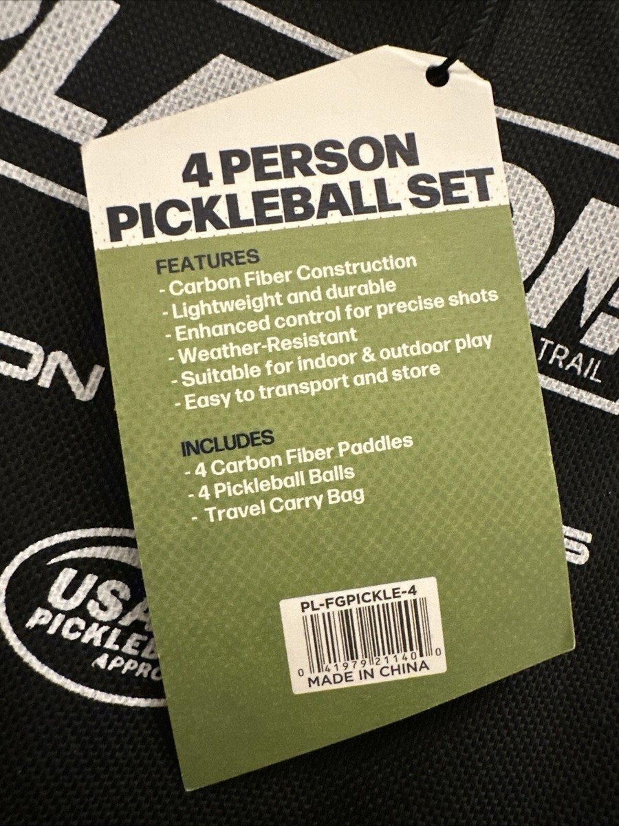 Cedar Trail Play On Carbon Fiber Pickleball Set 4 Paddles 4 Balls