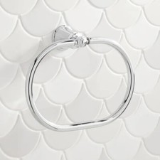 Signature Hardware 7-1/2" Wall Mount Cooper Towel Ring Chrome .
